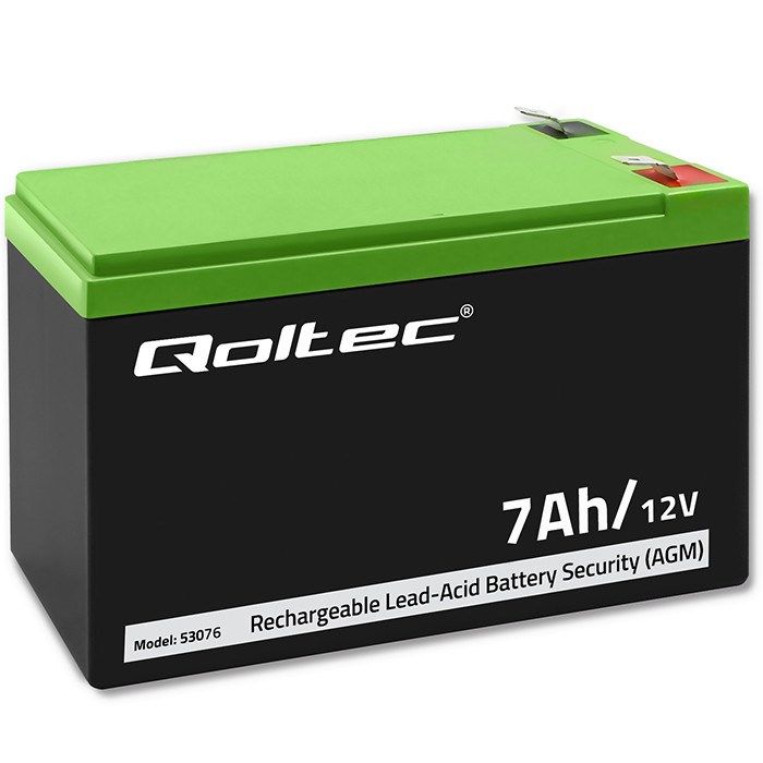 QOLTEC AKUMULATOR AGM 12V | 7AH | MAX. 105A