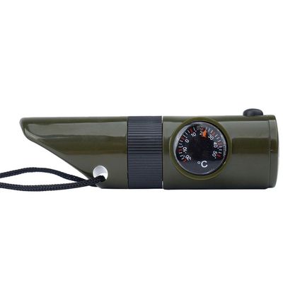 Gwizdek survivalowy Mil-Tec 6w1 - Zielony z termometrem, kompasem i latarką