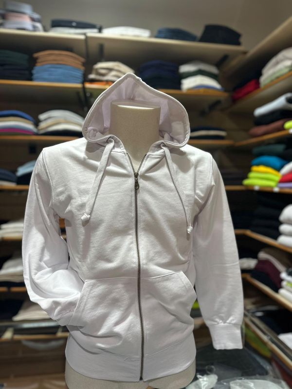 FELPA GARZATA FULL ZIP CON CAPPUCCIO