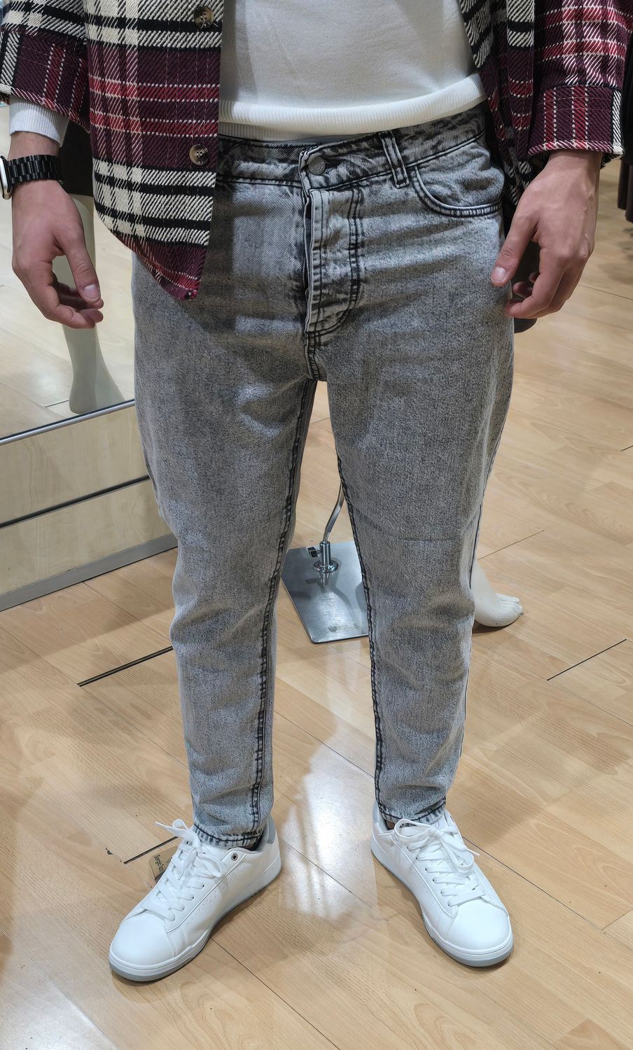 JEANS DENIM REGULAR FIT - LIGHT GREY WASHED