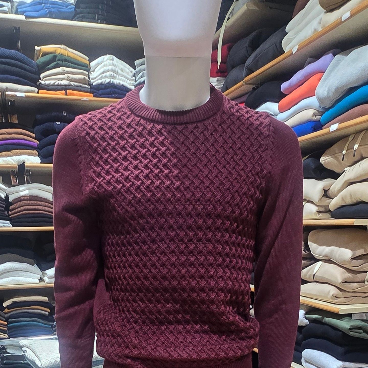 MAGLIONE GIROCOLLO - LAVORAZIONE A NIDO D’APE