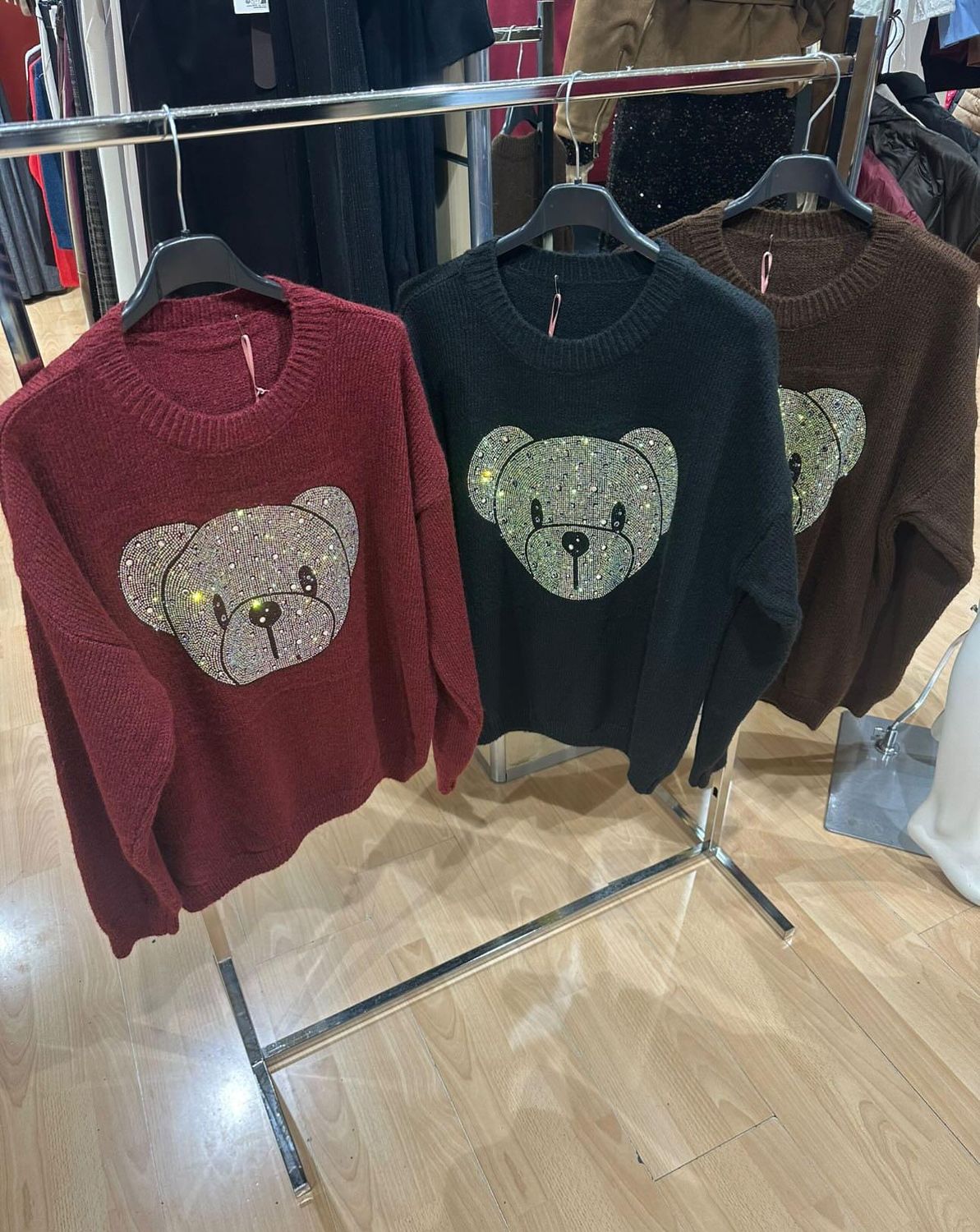 MAGLIA IN LANETTA CON TEDDY IN STRASS