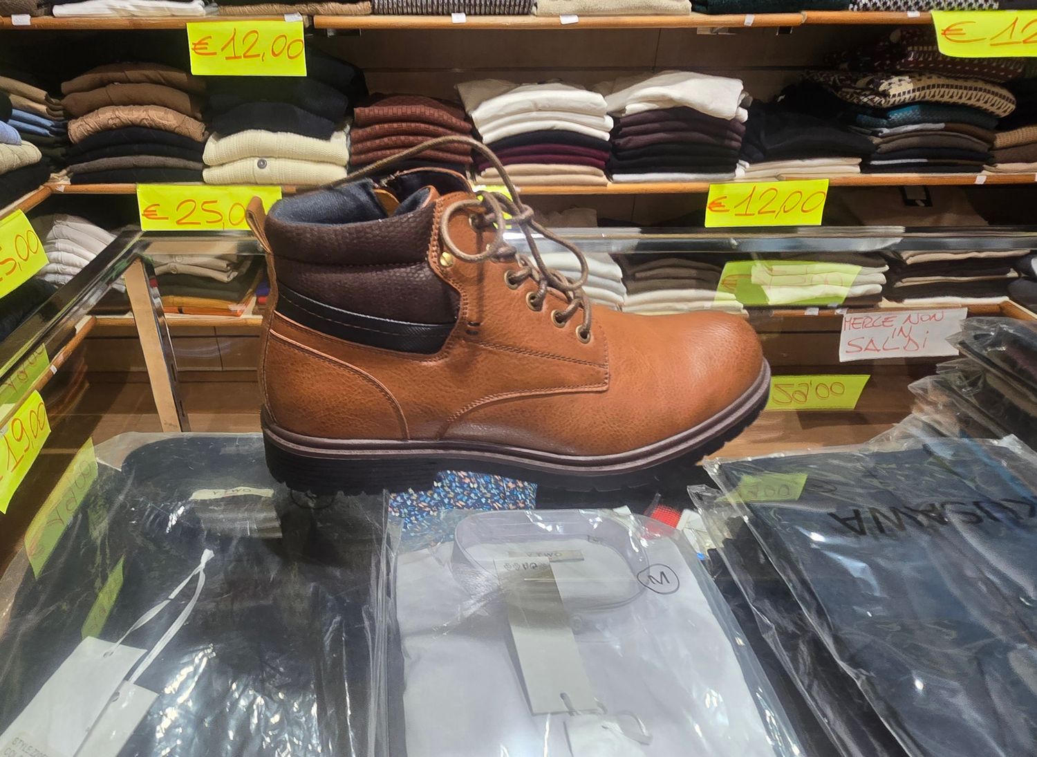 STIVALETTO ALTO ALLACCIATO IN PELLE COL. CUOIO