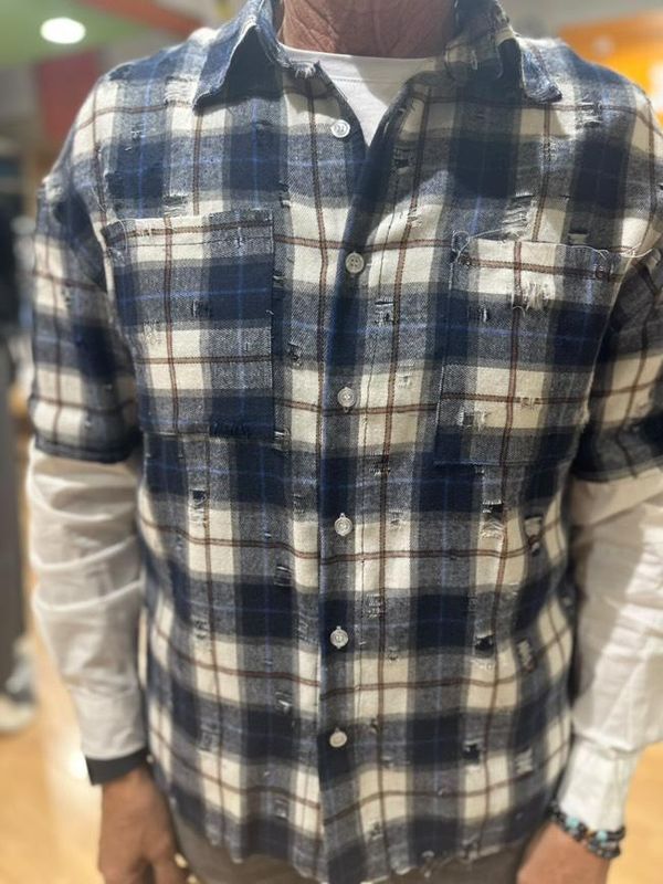 CAMICIA CHECK – OVERSIZE FANTASIA A QUADRONI CON STRAPPETTI