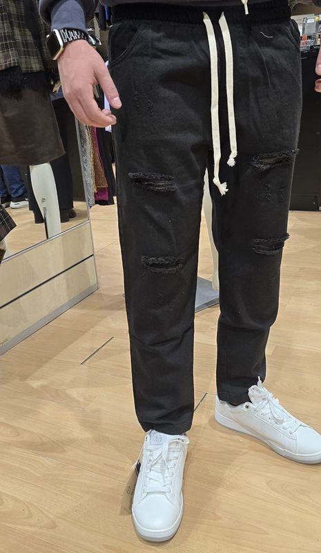 PANTALACCIO JEANS REGULAR FIT CON STRAPPI - DENIM BLACK