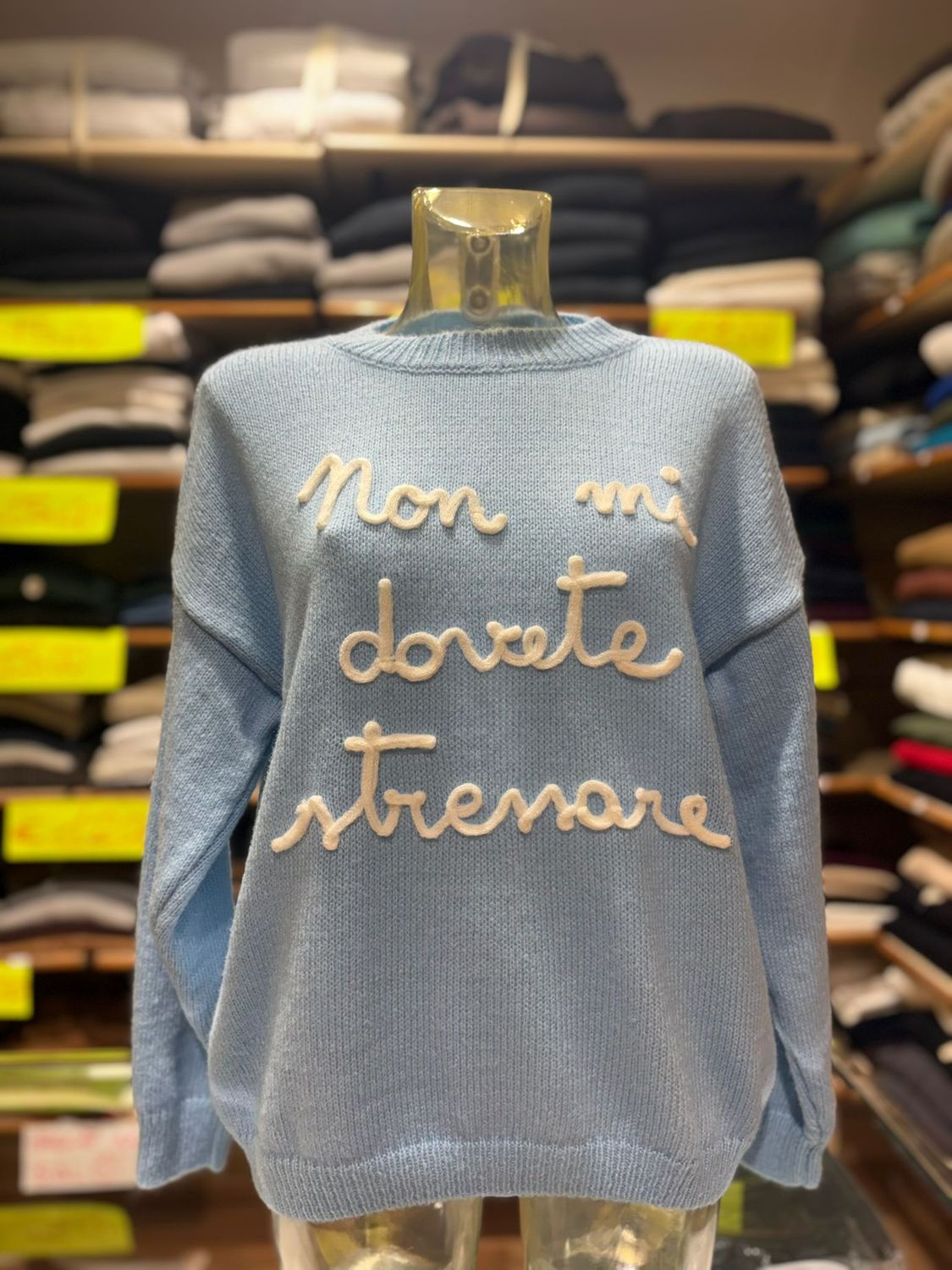 MAGLIA DONNA CON FRASE IN CORSIVO – NON MI DOVETE STRESSARE