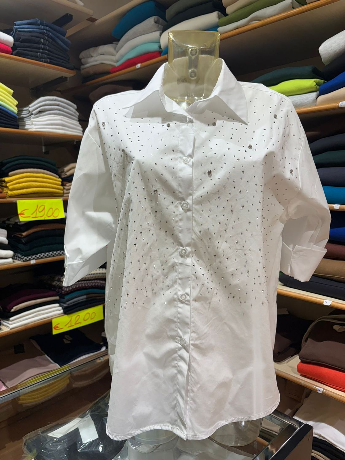 CAMICIA CON STRASS ARGENTO - MINIMAL CHIC