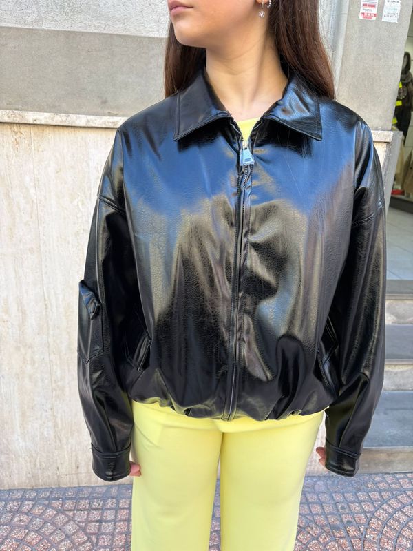 GIUBBOTTO ECO PELLE OVERSIZE