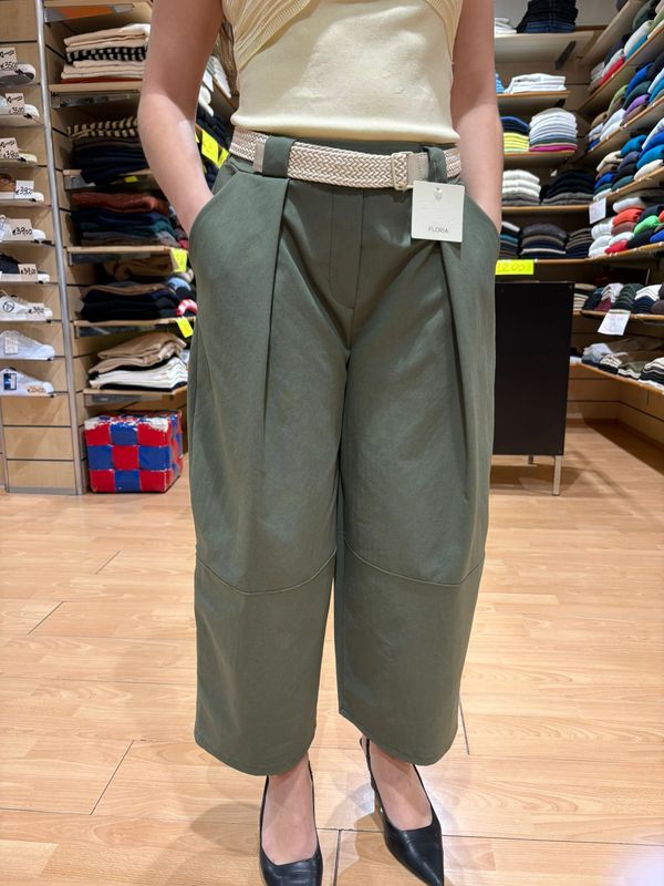 PANTALONE LARGO ALLA CAVIGLIA IN COTONE ELASTICIZZATO