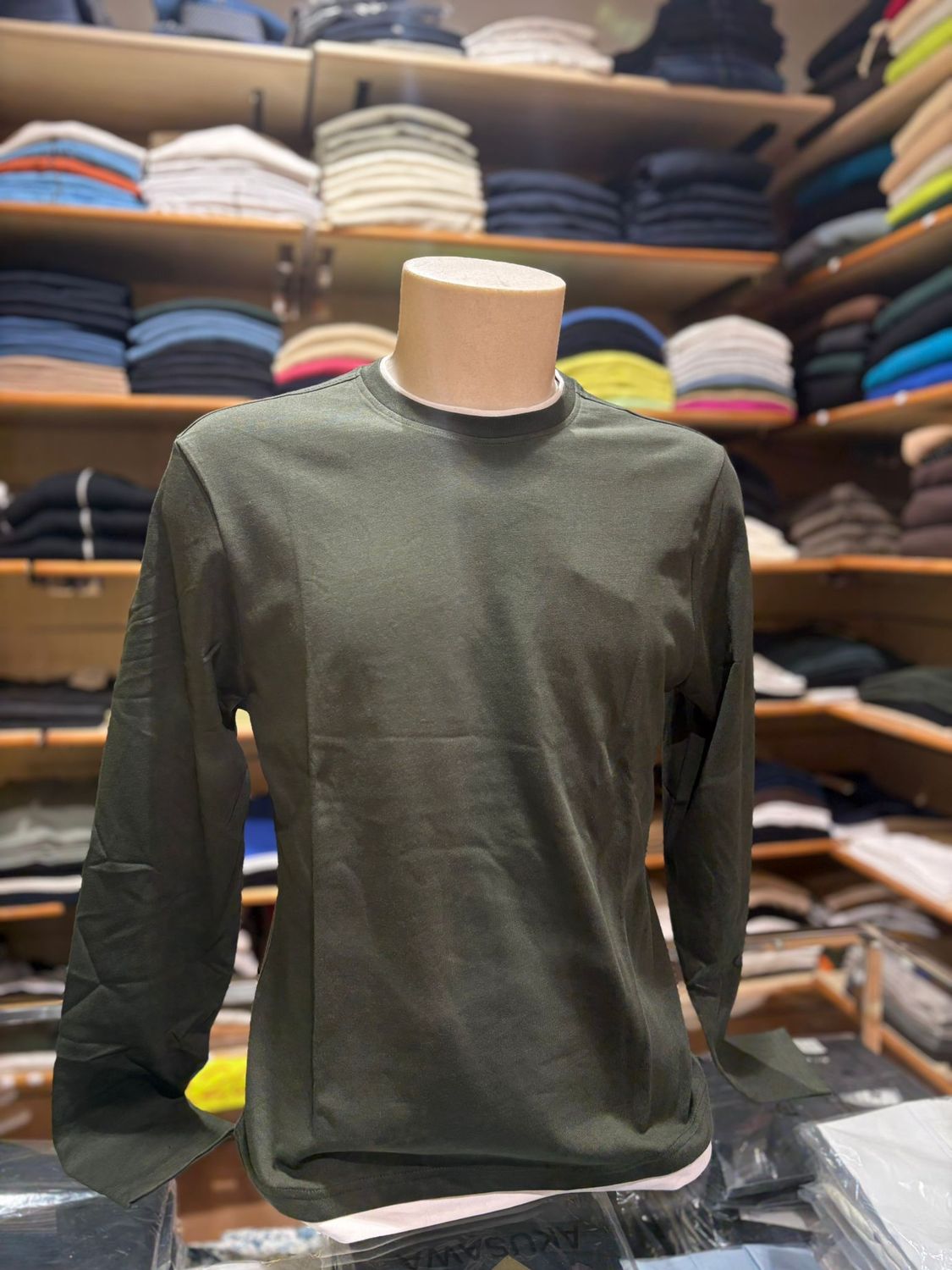 T-SHIRT VERDE MILITARE TIFFOSI- EFFETTO DOPPIA MAGLIA