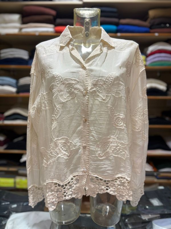 CAMICIA IN COTONE CON INSERTI IN PIZZO