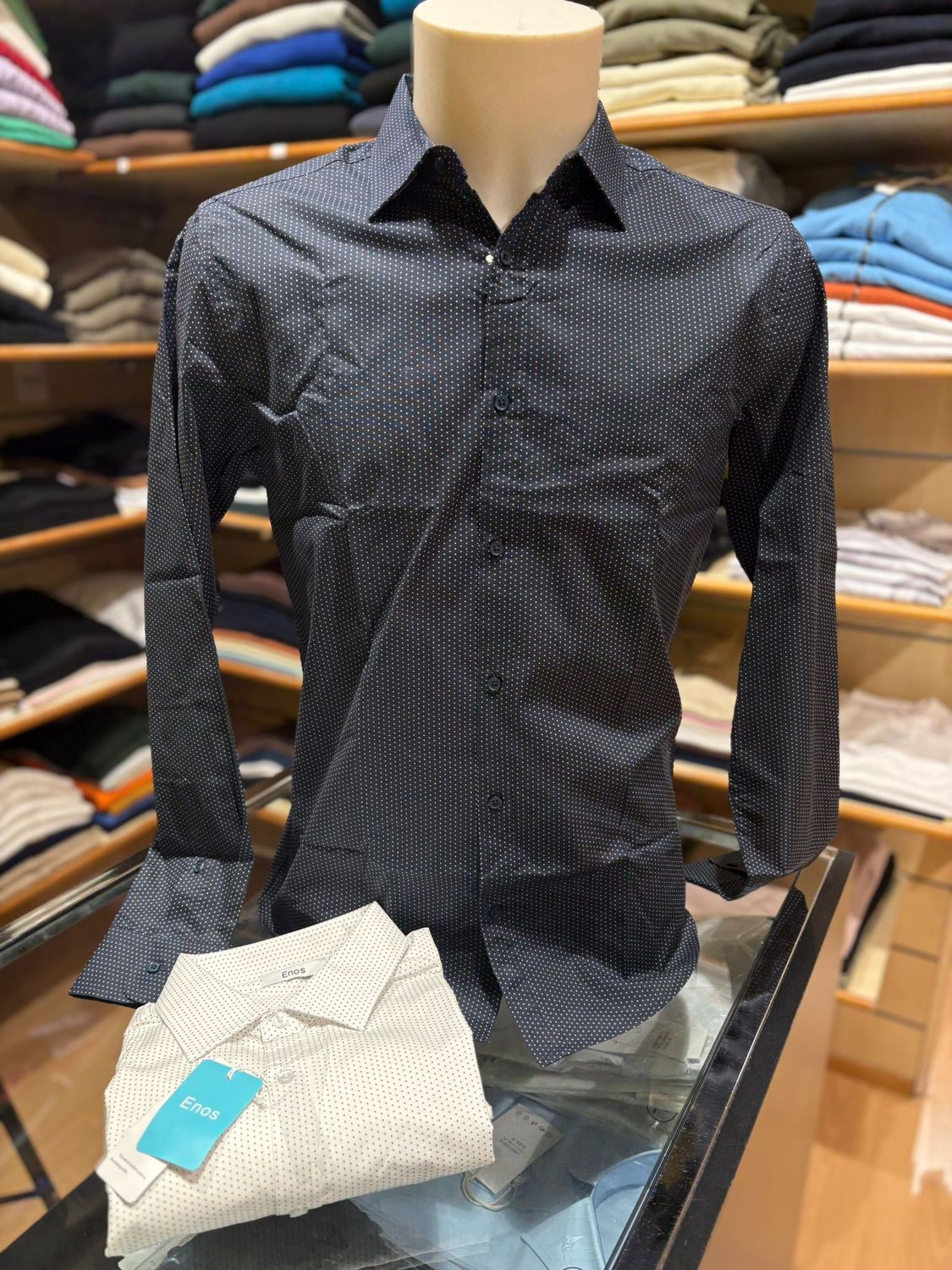 CAMICIA ELASTICIZZATA CON FANTASIA POIS