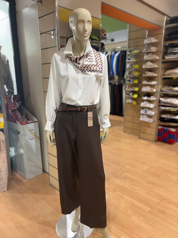 PANTALONE PALAZZO VITA ALTA CON CINTA COORDINATA