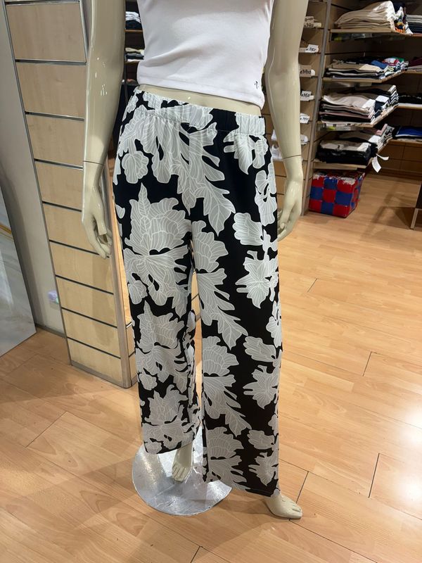 PANTALONE IN JERSEY ELASTICIZZATO - FANTASIA FOGLIE