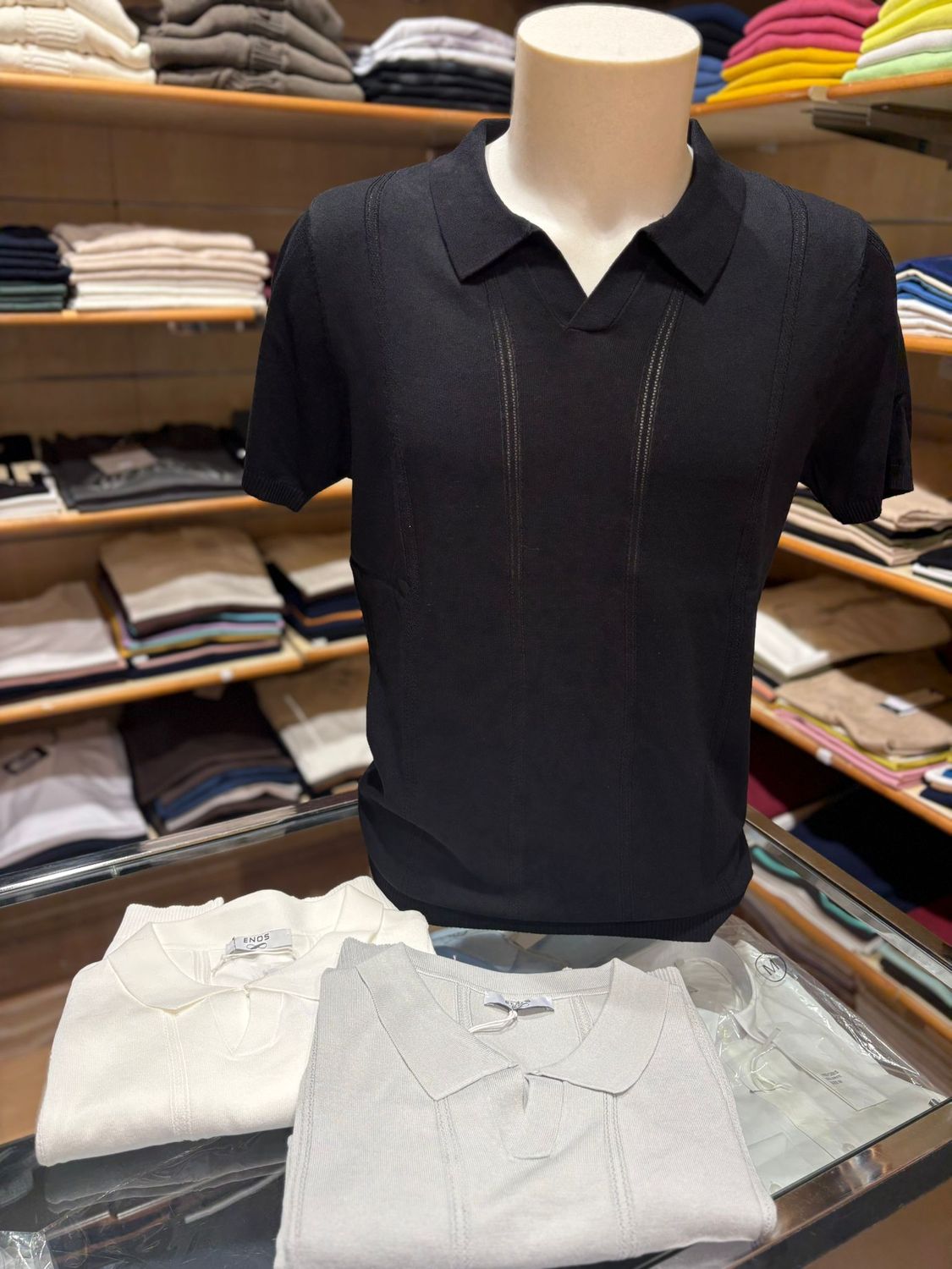 POLO UOMO IN FILO DI COTONE CON DETTAGLI IN LEGGERA TRASPARENZA