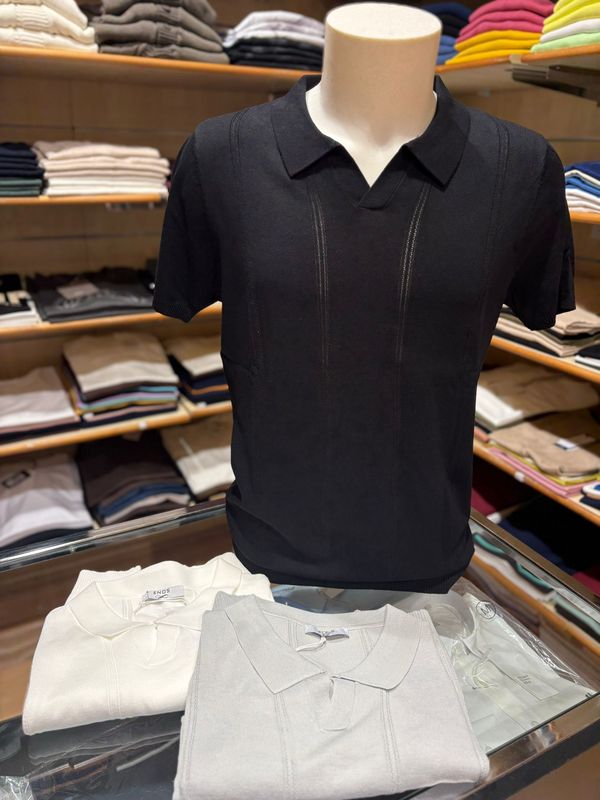 POLO UOMO IN FILO DI COTONE CON DETTAGLI IN LEGGERA TRASPARENZA