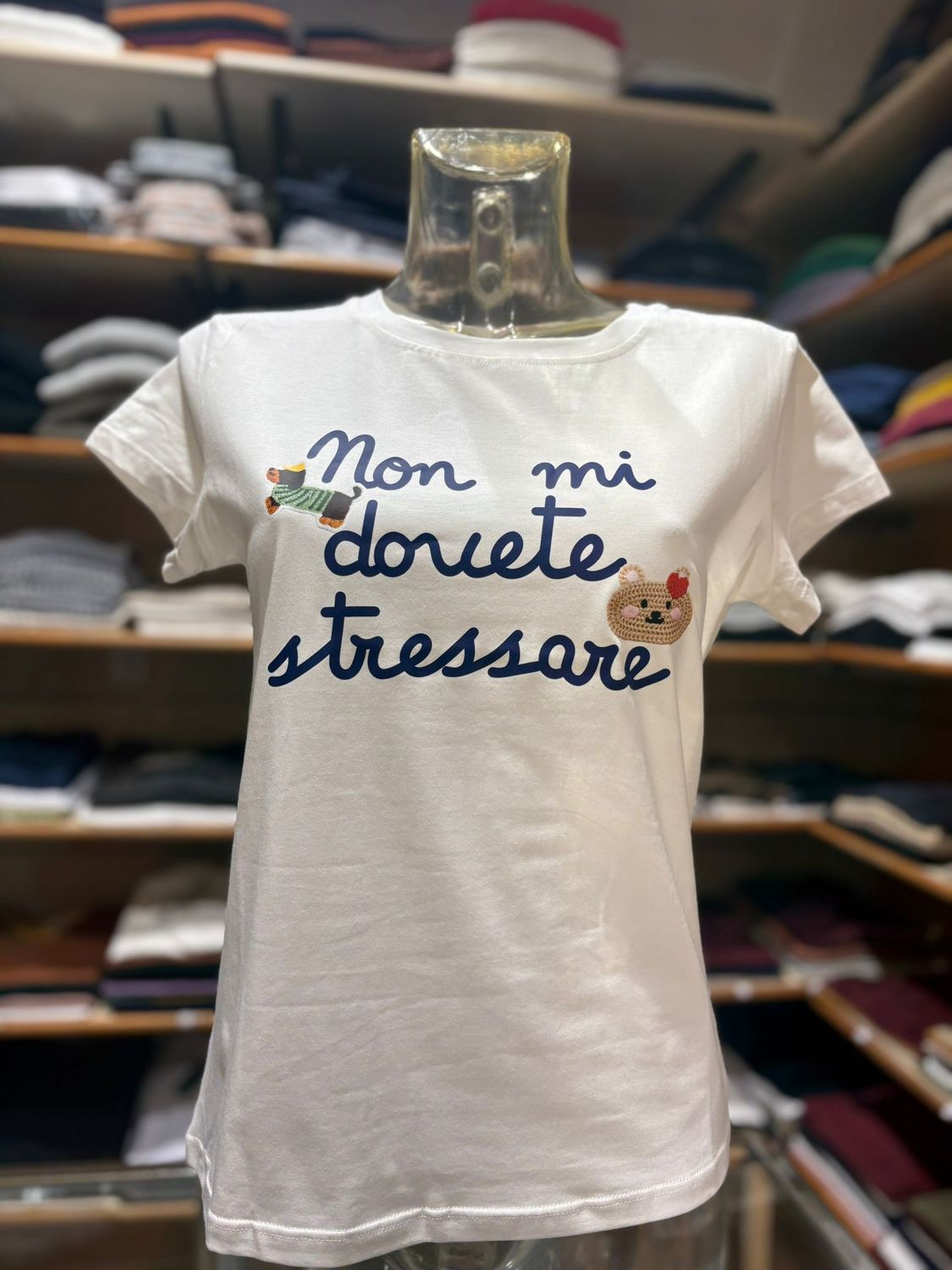 T-SHIRT IN COTONE “NON MI DOVETE STRESSARE”
