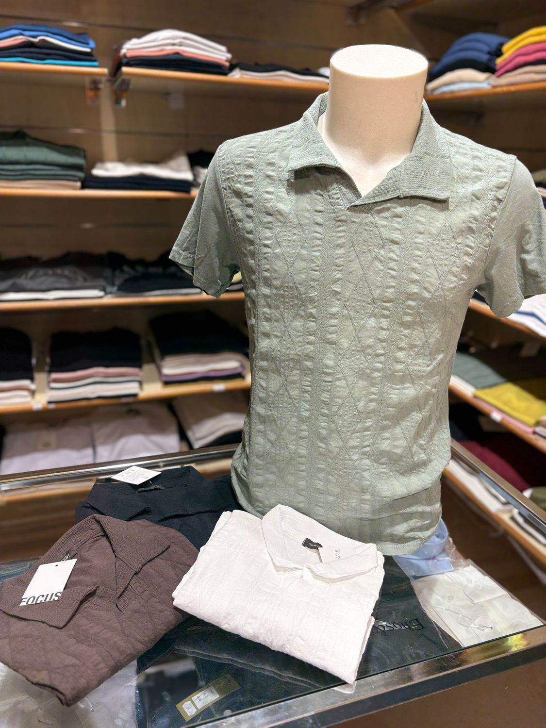 POLO IN COTONE JACQUARD TINTA UNITA