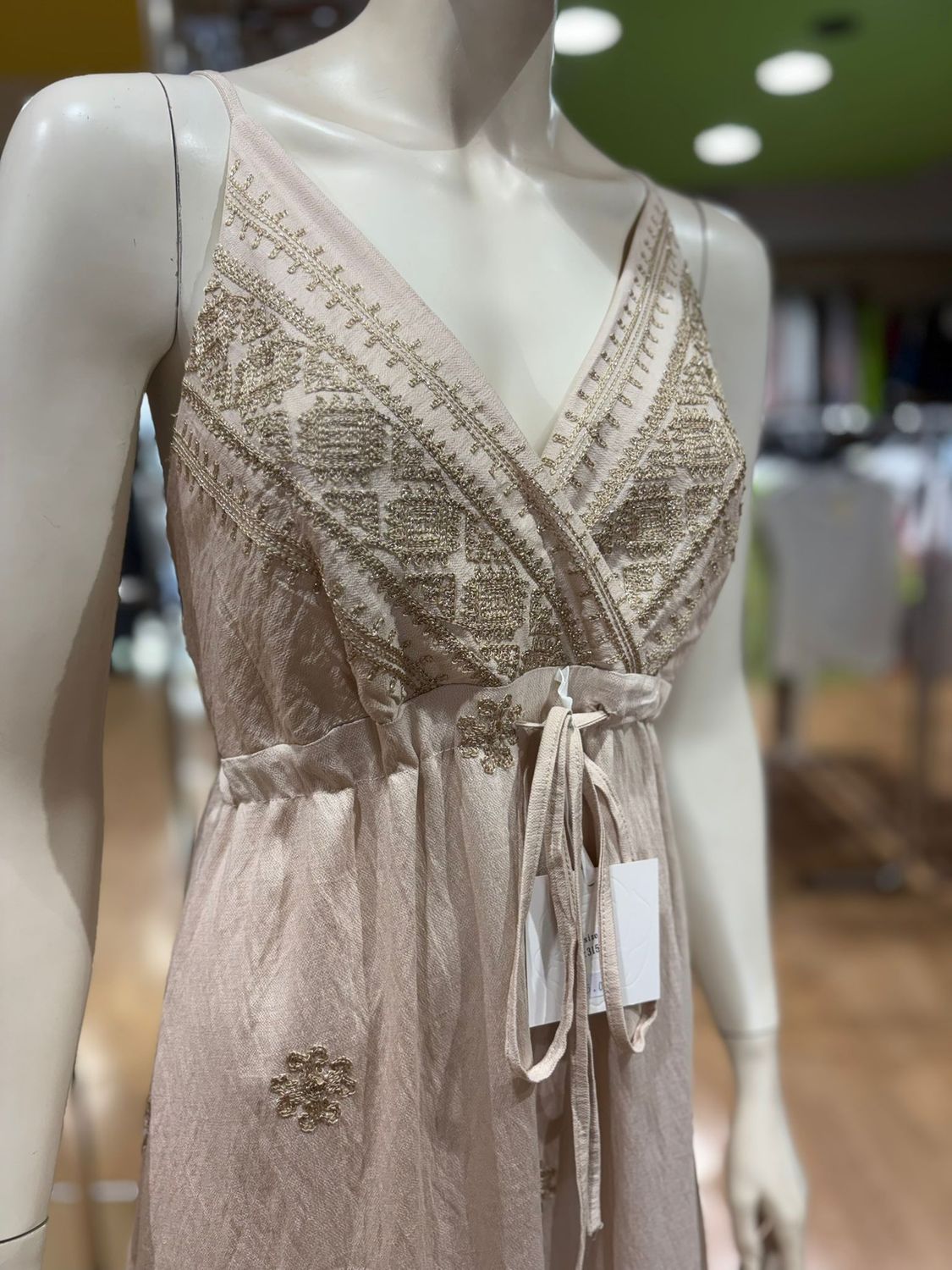 VESTITO IN COTONE CON INSERTI LUREX DORATI