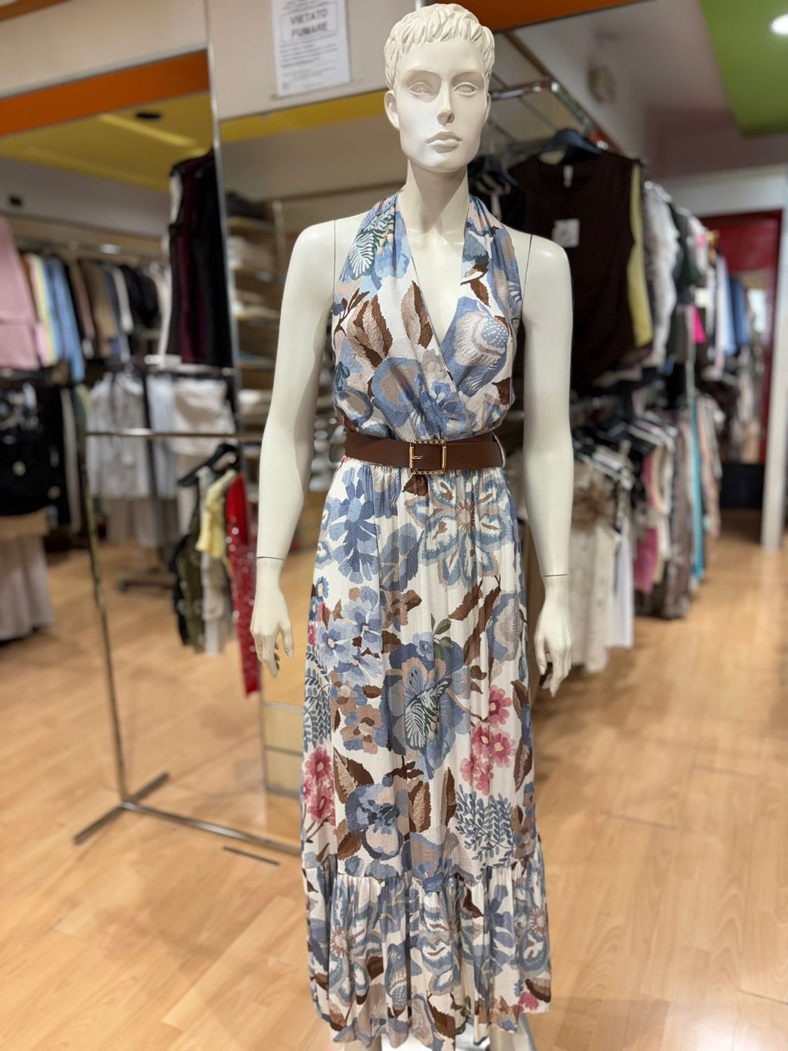 VESTITO IN COTONE CON CINTURA IN VITA