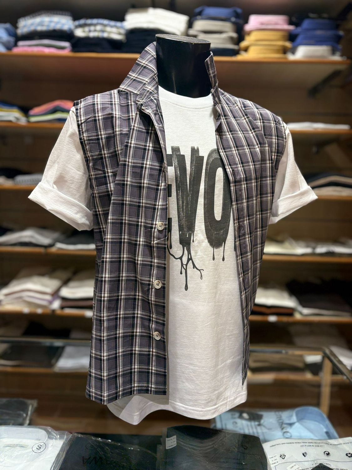 CAMICIA SMANICATA A QUADRI