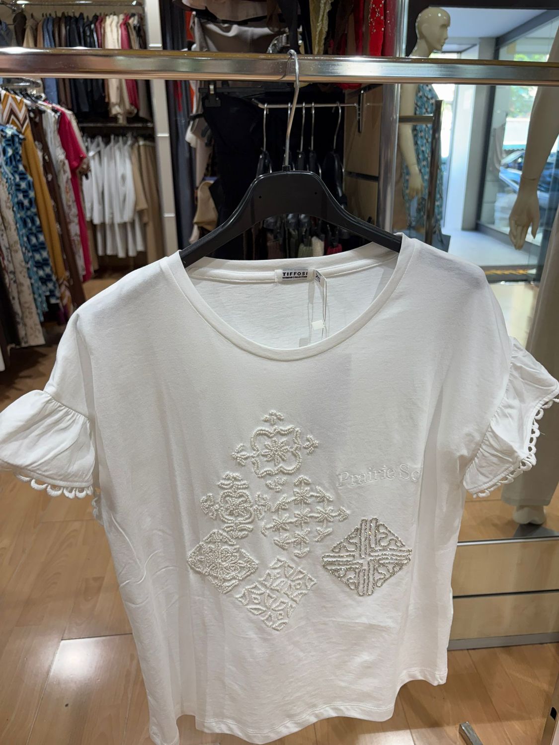 T-SHIRT TIFFOSI IN COTONE CON DECORO IN RILIEVO