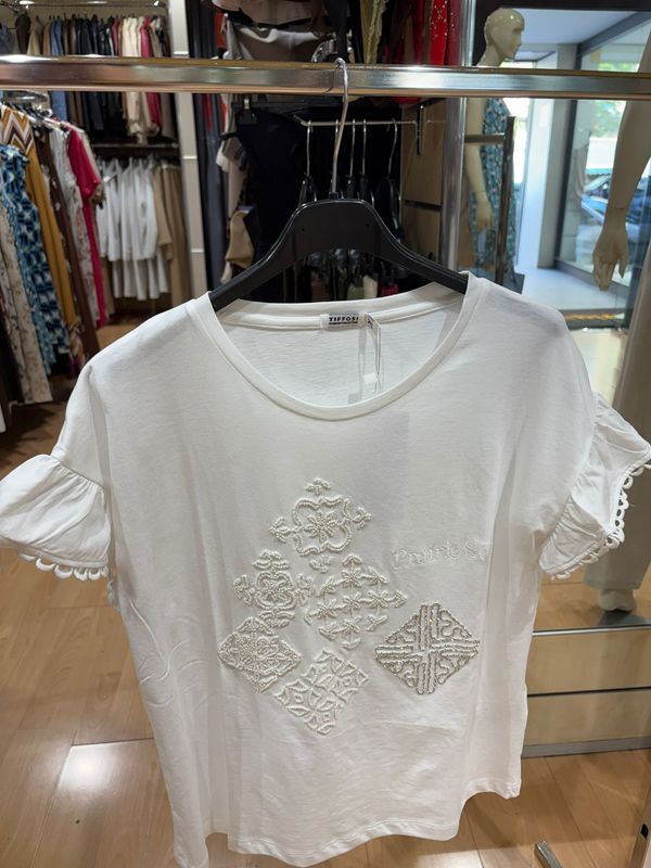 T-SHIRT TIFFOSI IN COTONE CON DECORO IN RILIEVO