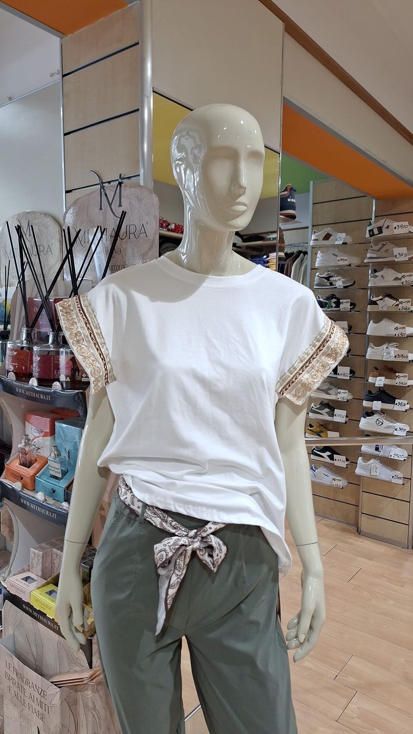 T-SHIRT IN COTONE CON DETTAGLI IN LUREX