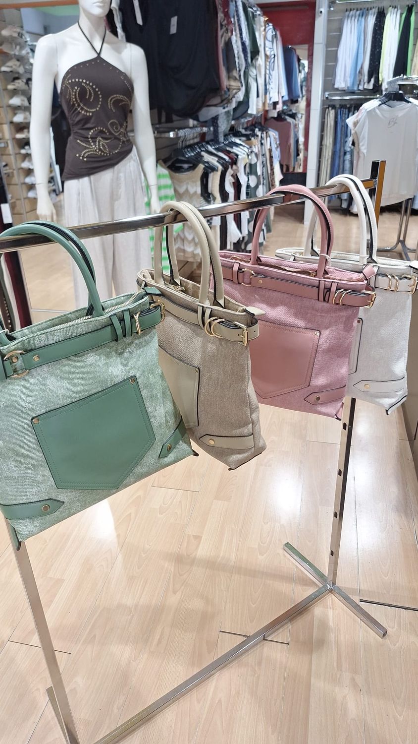 BORSA IN ECOPELLE EFFETTO TESSUTO