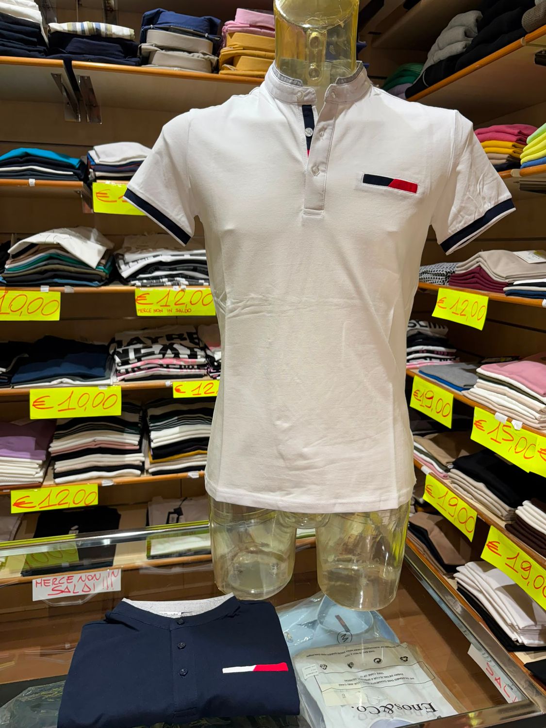 POLO UOMO IN COTONE CON COLLO ALLA COREANA
