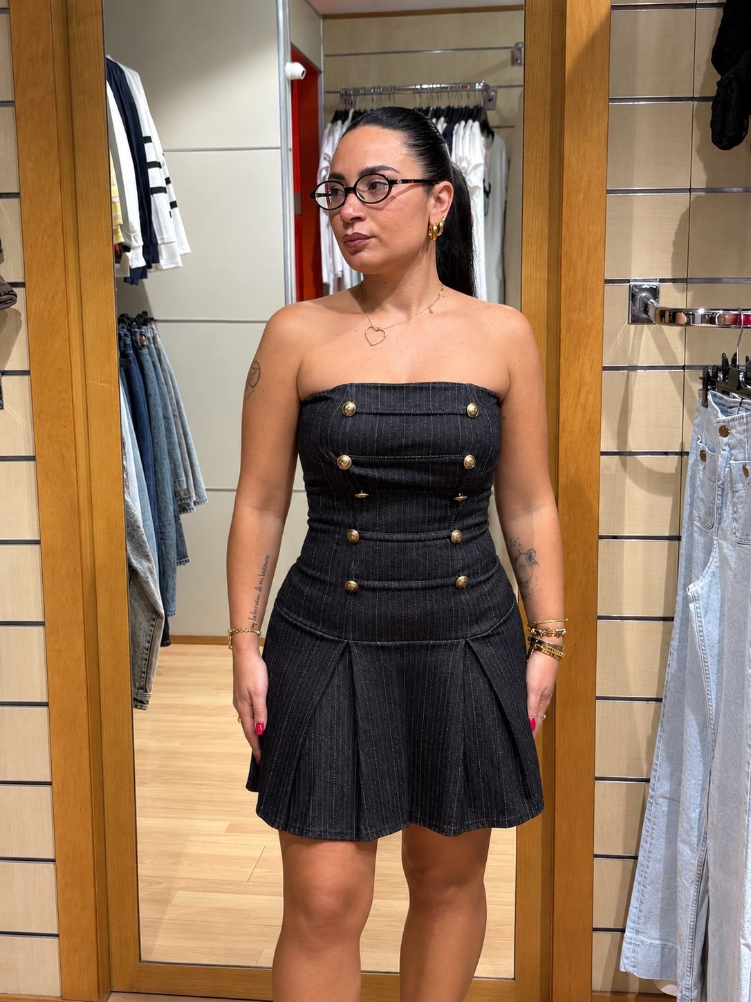 VESTITO COLLEGE EFFETTO JEANS CON BOTTONI