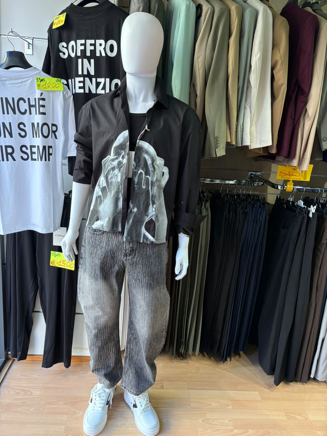 CAMICIA OVERSIZE CON STAMPA GRAFICA FRONTALE
