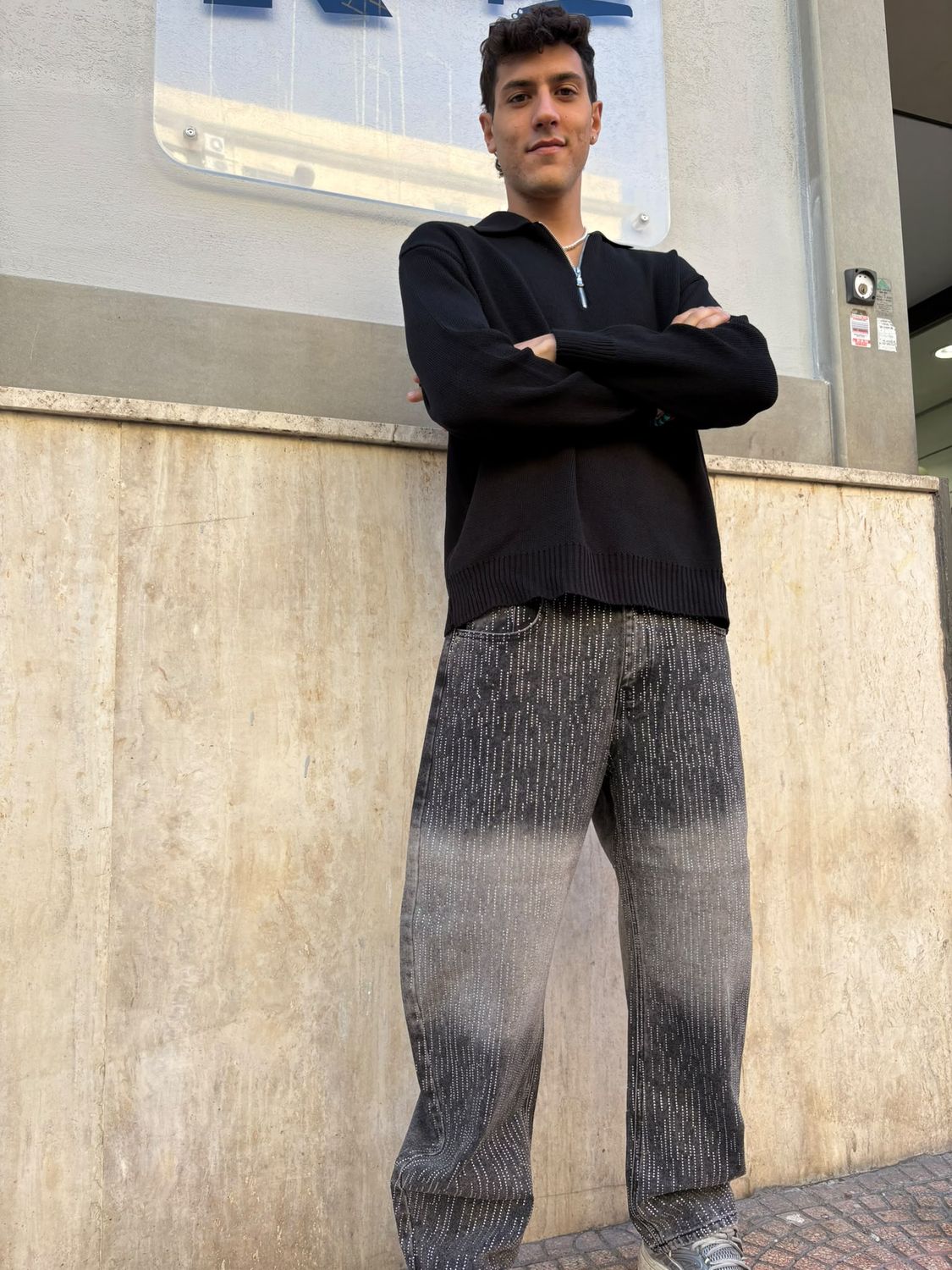 JEANS BAGGY CON BRILLANTINI