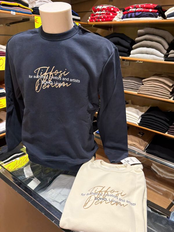 FELPA UOMO TIFFOSI DENIM FELPATA CON STAMPA “SOHO LONDON”