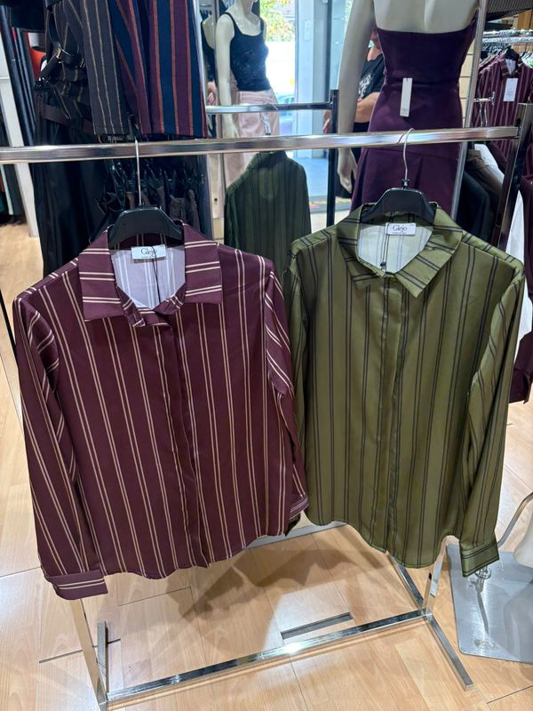 CAMICIA DONNA RIGATA EFFETTO RASO