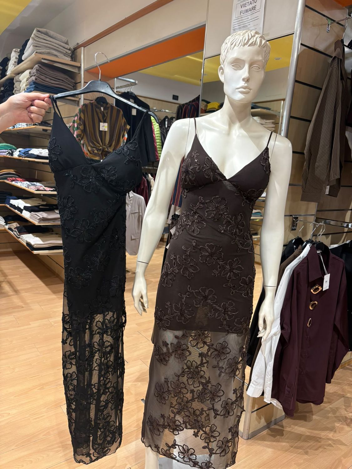 VESTITO TUBINO VELATO CON STAMPA IN RILIEVO