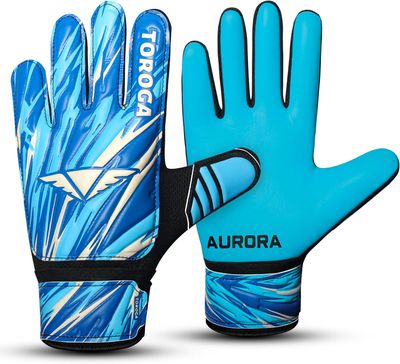 TOROGA Football Goalkeeper Gloves For Boys, Kids Children Youth Soccer Goalie Gloves with 4mm Latex Finger Spine Protection Super Grip Palm Goalkeeping Gloves
