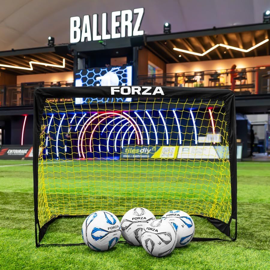 FORZA Square Pop-Up Football Goal [3 Sizes] | Portable Football Training Goal with Carry Bag &amp; Ground Stakes - For All Ages with 5 Second Set Up