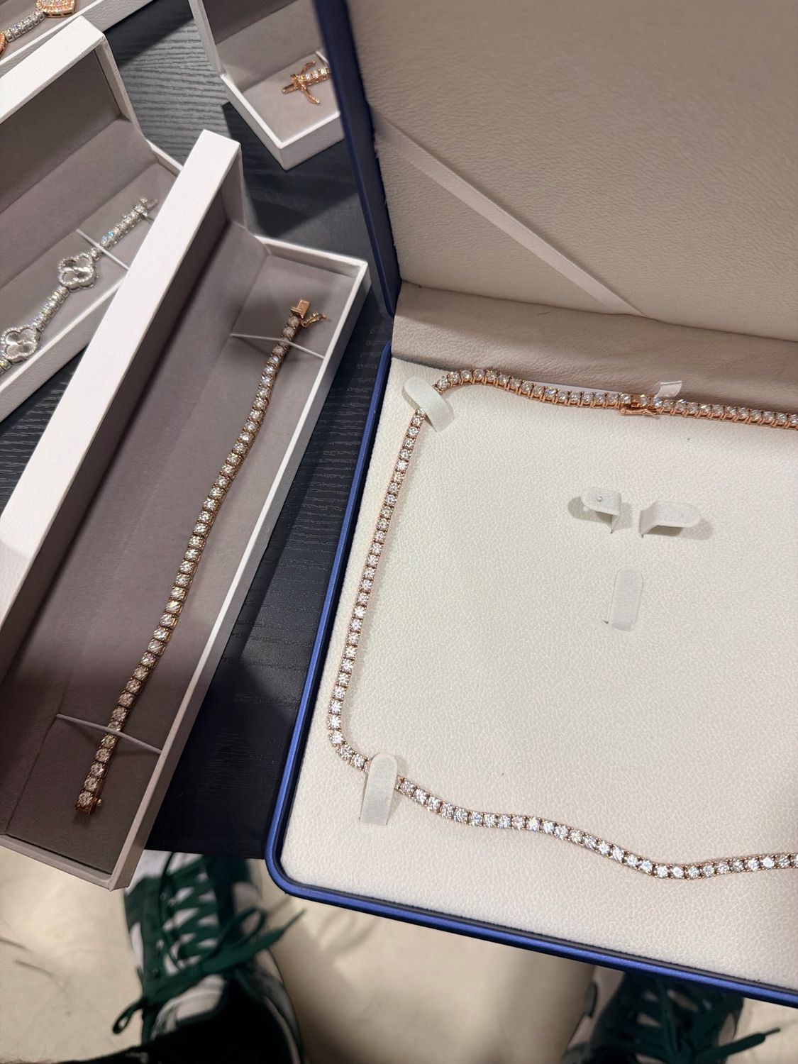 Moissanite Rose Gold Tennis Chain And Bracelet