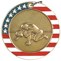 2&quot; Flag Design Wrestling Medal