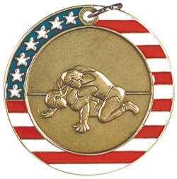 2" Flag Design Wrestling Medal