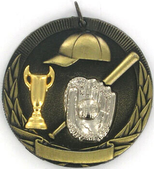 Baseball 2&quot; Tri-Colored Medal