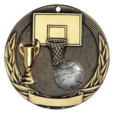 Basketball 2&quot; Tri-Colored Medal