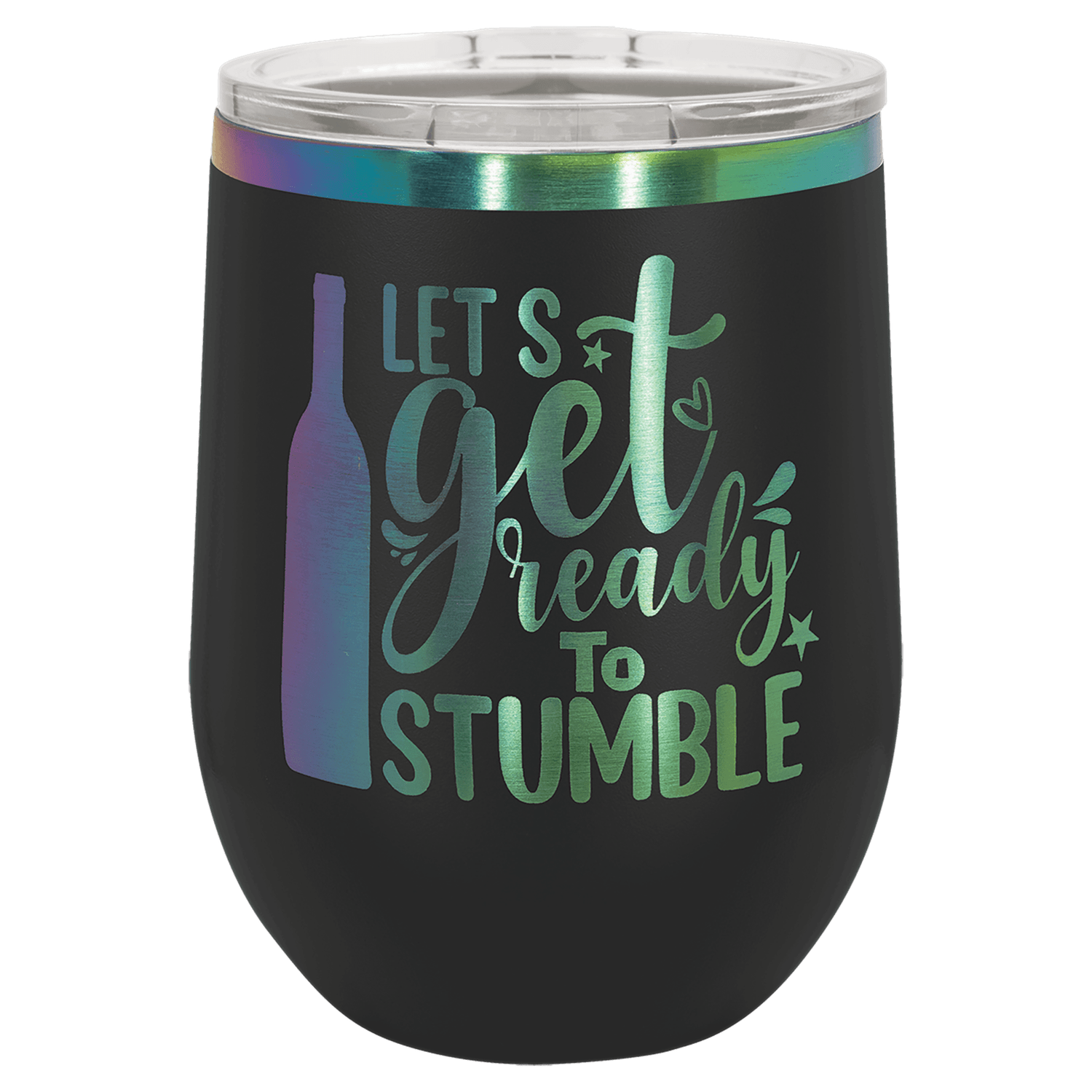 Polar Camel 12 oz. Black/Prism Stemless Wine Tumbler