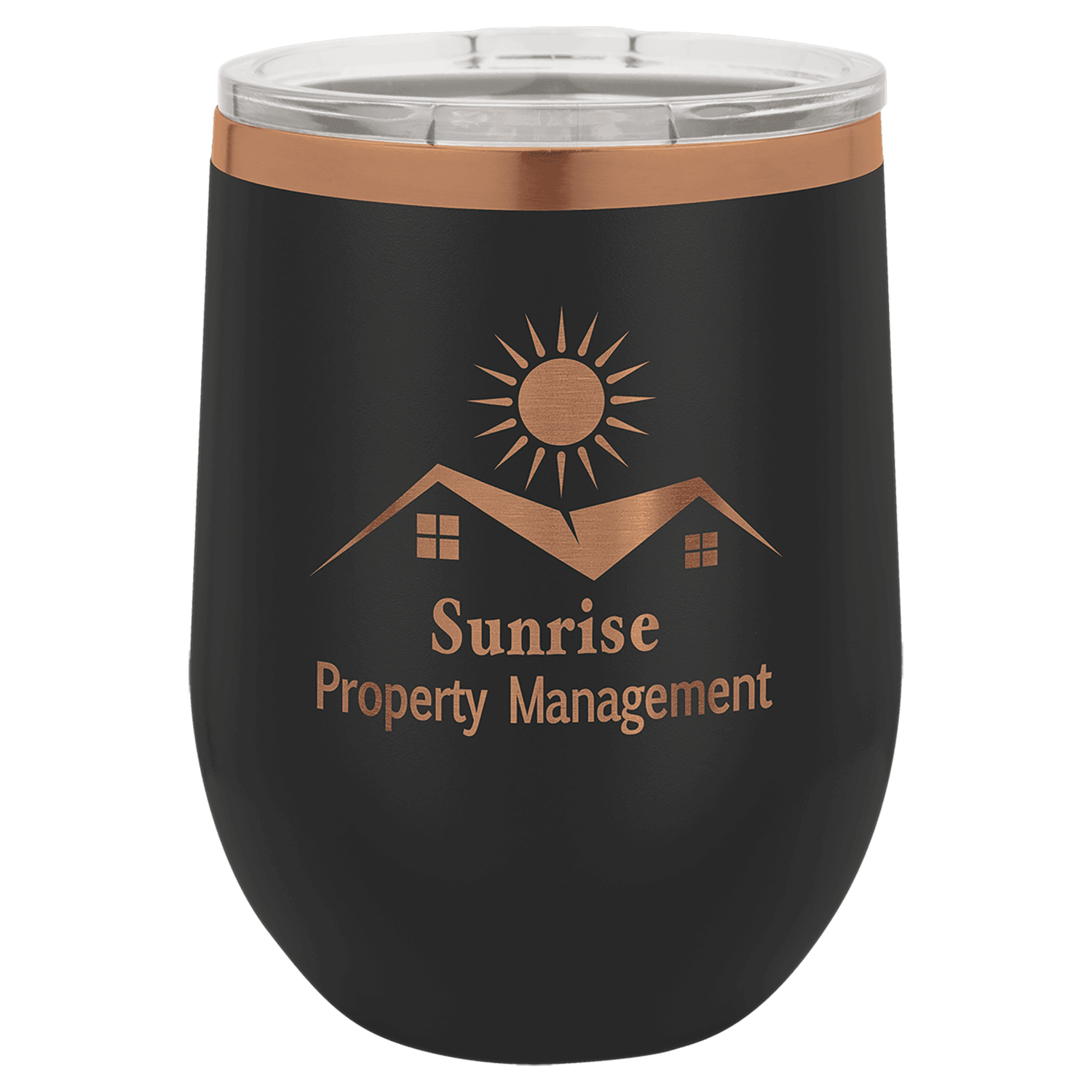Polar Camel 12 oz. Black/Rose Gold Wine Tumbler