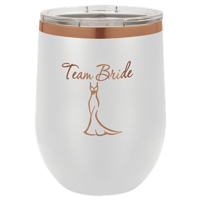 Polar Camel 12 oz. White/Rose Gold Wine Tumbler