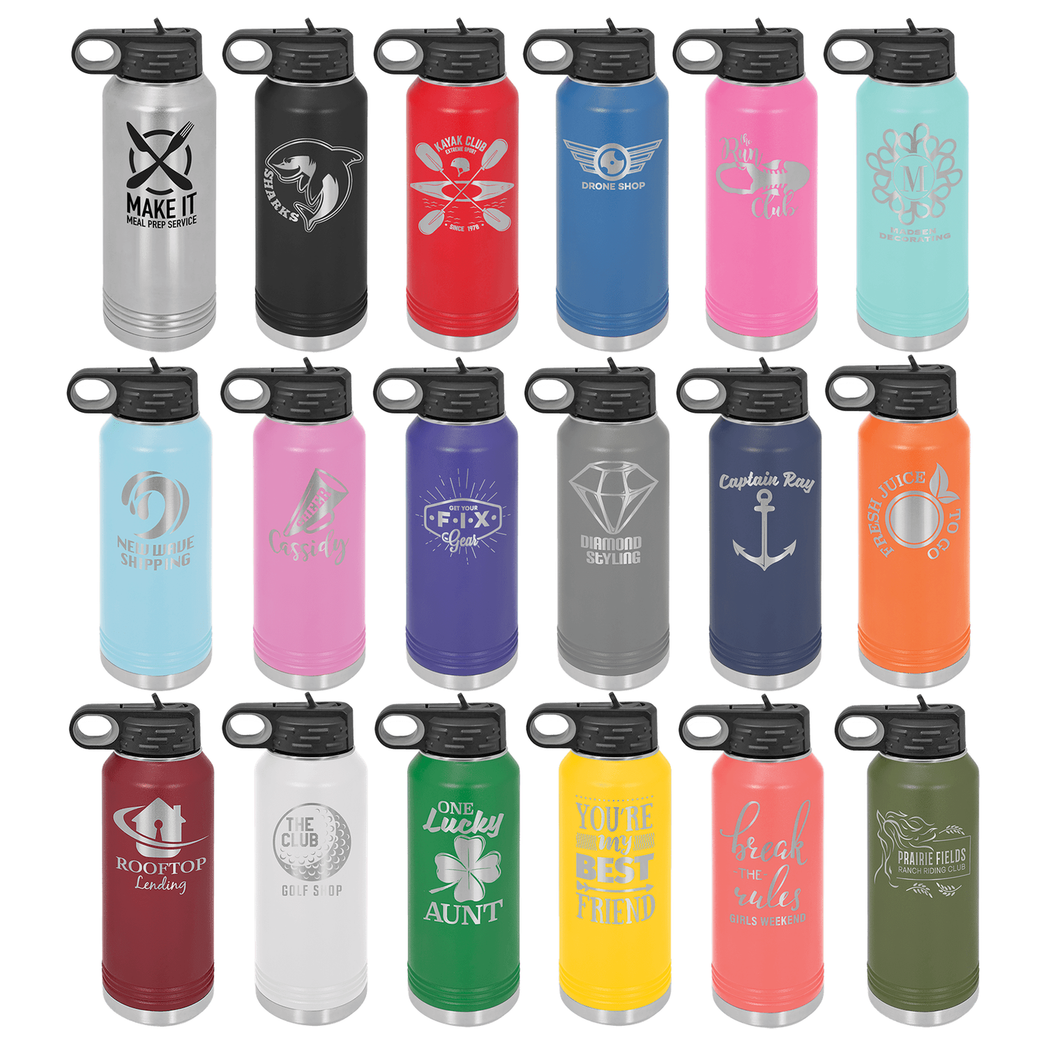 Polar Camel 32 oz. Water Bottle w/Flip Up Straw