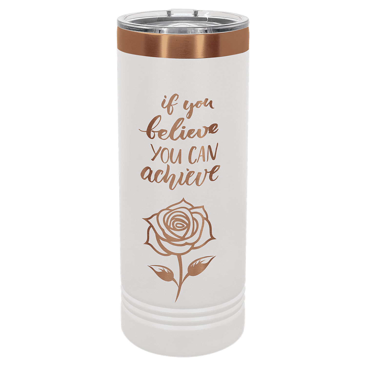 Polar Camel 22 oz. White/Rose Gold Skinny Tumbler