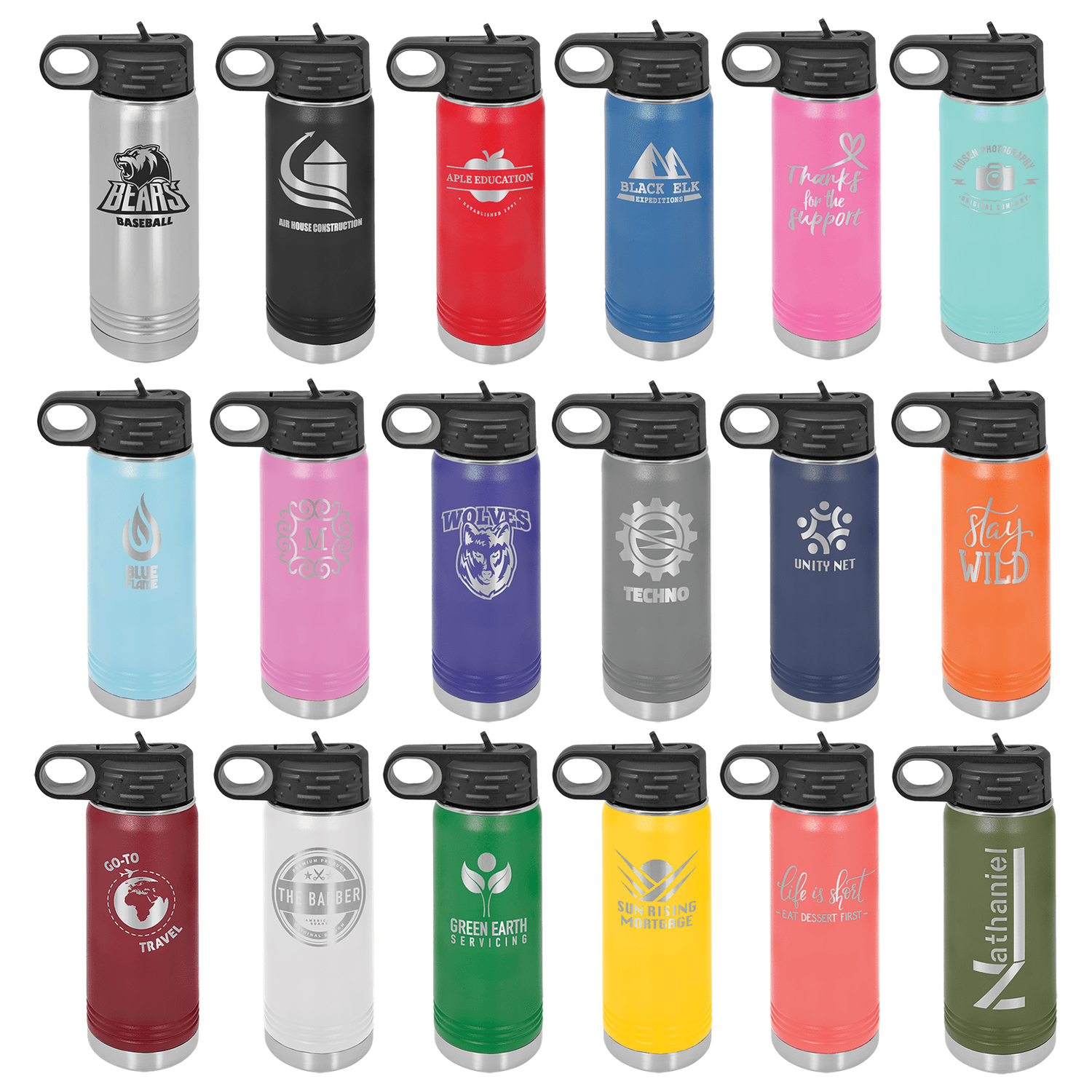 Polar Camel 20 oz. Water Bottle w/Flip Up Straw