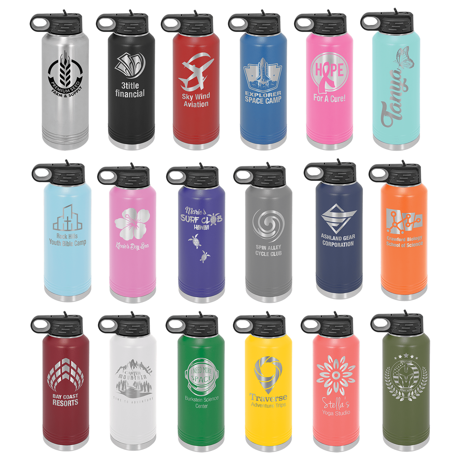 Polar Camel 40 oz. Water Bottle w/Flip Up Straw